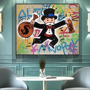 Envío Directo, Decoración Hecha a Mano para Sala de Estar, Arte de Grafiti Urbano, Arte de Pared Divertido, Arte de Grafiti de <span class=keywords><strong>Alec</strong></span> Monopoly, <span class=keywords><strong>Cuadros</strong></span> de Dinero - Product Image 2