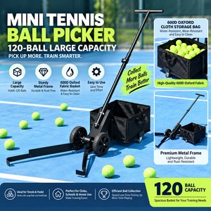 Chariot de collecte de balles grande capacité en gros, roues universelles, cadre métallique, panier en tissu Oxford 600D, capacité 120 balles, <span class=keywords><strong>tennis</strong></span> et <span class=keywords><strong>padel</strong></span> - Product Image 6