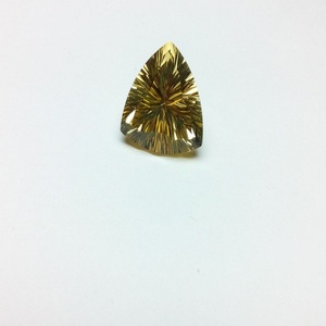 Forme de trillion de pierres précieuses en vrac de citrine naturelle de 14mm avec coupe concave longue étape de couleur jaune - Product Image 1