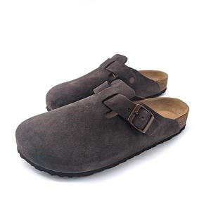 Summer Coffee Cow Suede Indoor Outdoor Garden Casual Thick Sole Leather <strong>Moccasin</strong> <strong>Men</strong> Clogs Cushioning Soft Lining Anti-Slippery - Product Image 4