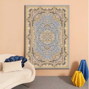Tapis et tapis noirs et bleus salon grand tapis lavable moelleux imprimé persan Vintage personnalisé tapis de chambre - Product Image 5