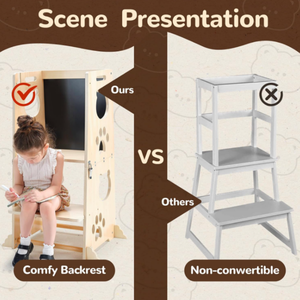 <span class=keywords><strong>Torre</strong></span> de pie de cocina para niños pequeños de 1 a 3 años de edad, caja fuerte con barandilla de seguridad, taburete y otomana para niños - Product Image 3