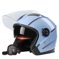 Helm Sepeda Motor Half Face Matte Black ABS Bersertifikasi DOT Dengan Pelindung Matahari Berwarna di Bagian Dalam, Helm Pengaman untuk Dewasa untuk Perjalanan Urban