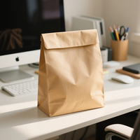 Sac en papier kraft personnalisable à fond carré, support de logo dégradable écologique pour emballage à emporter, salade de sushi épaissie