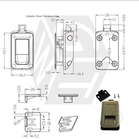Serrure de porte RV BL38 à levier encastré avec loquet à ressort et cylindre anti-effraction, finition chrome noir/chrome noir