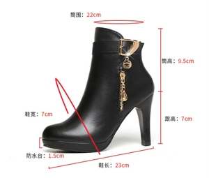 Height Increasing Autumn Hot Selling Lace-up Pu Women's Platform Boots Zip-up Casual Winter Shoes High Thin Heel Ankle Boots - Product Image 4