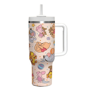 Patrón personalizado Personajes de dibujos animados 40oz Sublimación Vaso Taza de viaje con aislamiento de acero inoxidable Vaso con pajita - Product Image 4