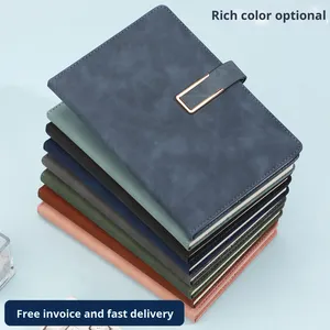 2026 Custom Logo A5 B5 <strong>A4</strong> Black Leather Hardcover Journal Luxury Manifestation <strong>Diary</strong> for Business School Gift - Product Image 5