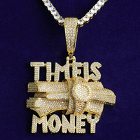 Nouveau Stock Hip Hop Bijoux Time Is Money Lettre Pendentif Personnaliser Zircone Bijoux De Mode Collier pour Femmes Homme