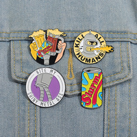 Precios de Fábrica Nuevo Diseño Sencillo y Personalizado de Extraterrestres, Broches y Pines de Solapa Esmaltados de Dibujos Animados Futurama para Bebidas Versátiles