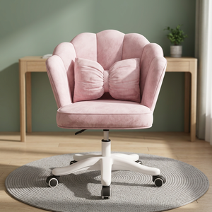 Chaise de maquillage Zxm, style luxe léger, pour chambre de fille, tabouret de coiffeuse, chaise simple à dossier en forme de pétale, tendance Instagram - Product Image 2