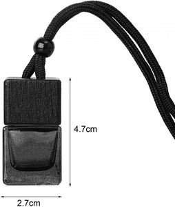 8ml Empty Car Hanging Diffuser Bottle <b>Mini</b> Air Freshener Essential Oil Perfume Glass with <b>Black</b> Wooden Screw Cap Square - Product Image 4