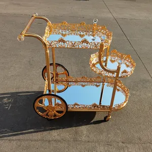 Hotel and Home Furniture Luxury Gold Metal Frame Bar Carts Drink Trolley