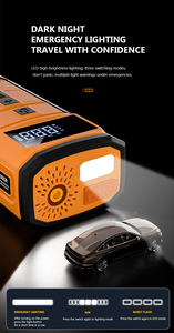 Arrancador de batería con compresor Paquete de refuerzo de batería portátil 150PSI Inflador de neumáticos automático 12V 600A Arrancador de pico con abrazaderas de puente - Product Image 3
