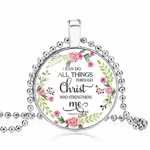 Women Necklace Jewelry Flower Bible Verse Inspirational Quote Religious Necklace