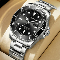 Montre à quartz de luxe pour homme, bracelet en acier inoxydable, cadran analogique 44 mm, date lumineuse, étanche 30M, usage quotidien