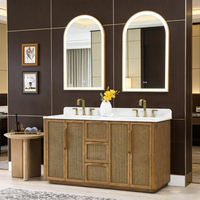Meuble-lavabo de salle de bain moderne et personnalisé, design tressé, sur pied, de 23 à 72 pouces, fourni directement par l'usine