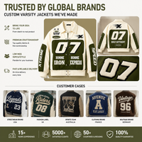 Veste de course personnalisée pour homme, vert olive, streetwear, veste varsity, fabricant, marque privée, OEM, veste bomber, veste de baseball, usine