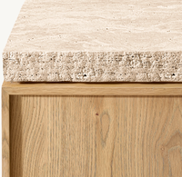 Table basse moderne en bois massif de forme carrée Table d'appoint pour le thé avec dessus en travertin Table d'appoint carrée Lumi