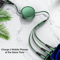 Câble de charge USB rétractable multi-interfaces 3-en-1 avec logo personnalisé, micro/Type-C/USB, charge rapide 3A pour téléphones portables et imprimantes