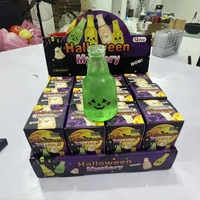 Jouet anti-stress Halloween en forme de bouteille de bière à presser avec expressions mignonnes, boîte mystère, jouet sensoriel souple à rebond lent pour soulager le stress