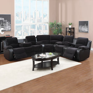 Set divano da soggiorno con angolo reclinabile diretto in fabbrica con struttura in legno con struttura in legno allungabile per massaggio in pelle - Product Image 3