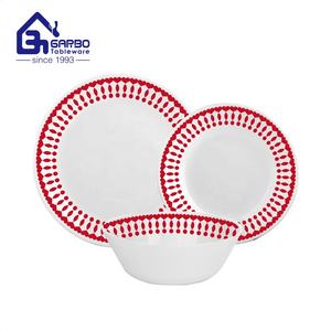 Stile nordico europeo durevole <span class=keywords><strong>piatti</strong></span> in vetro opalino bianco cassaforte microonde stoviglie rotonde 18 pezzi <span class=keywords><strong>set</strong></span> per <span class=keywords><strong>6</strong></span> <span class=keywords><strong>persone</strong></span> - Product Image 4