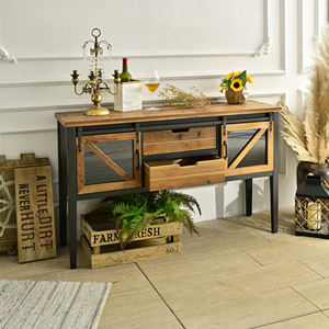 Fournisseur chinois de table console en bois massif rustique vintage pour salon, entrée, hôtel, avec tiroirs de rangement et porte coulissante durable - Product Image 5
