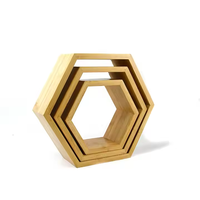 Ensemble d'étagères hexagonales en bois à montage mural de 3 étagères, étagère suspendue pour salon bureau chambre salle de bain