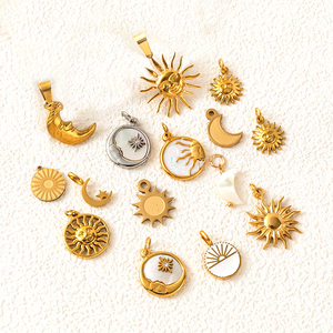 Colección Sol y Luna, Colgantes de Acero Inoxidable Chapados en Oro PVD de 18K para Niños, para Hacer Joyería DIY |   Amuletos de Estrella Radiante - Product Image 2