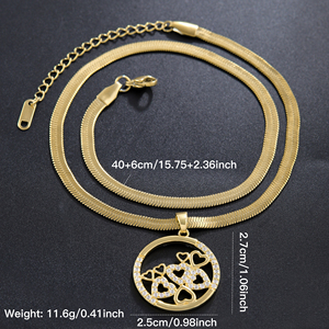 Collar de cadena de serpiente de oro de acero inoxidable, colgante redondo de circón, joyería de lujo a la moda, el mejor collar de <span class=keywords><strong>Rock</strong></span> 'n' Roll Hip Hop - Product Image 6
