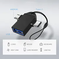 Convertisseur OTG deux-en-un pour téléphone portable, lecteur de carte USB, adaptateur USB30 vers Type-C, adaptateur Android modèle QY