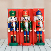 Lot de 3 pendentifs casse-noisettes en bois de 13 cm, poupées de Noël faites à la main, ornements suspendus, logo personnalisé, vente en gros, directement de l'usine