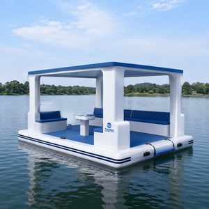 Piattaforma Galleggiante da Spiaggia con Tettoia Parasole, Gradino per Nuoto e Tappetino Antiscivolo per Noleggio Vacanze - Product Image 6
