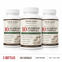 Capsules de Complexe de Champignons Biologiques 10 en 1 Chaga Ganoderma Lucidum Queue de Dinde Relaxation 60 Comprimés Marque Privée Personnalisée