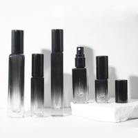 Flacon de parfum vide transparent carré miniature de 10 ml, design simple, en verre de haute qualité, avec bouchon argenté, diffuseur à roseaux