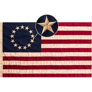 Drapeau Betsy Ross 3x5 pieds, teinté à la cire, vintage, drapeaux américains pour le 250e anniversaire, résistant, pour extérieur, brodé, 13 étoiles - Product Image 1