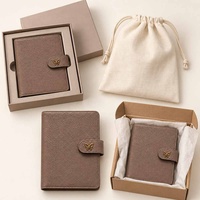 Carnet de notes A6 Hongbo en cuir PU grainé avec fermoir papillon doré, organiseur de budget rechargeable de luxe, logo personnalisé