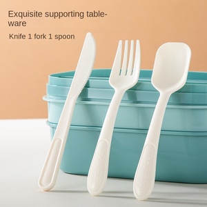 Wholesale 1pc Portable <b>Lunch</b> <b>Box</b> 3 <b>Stackable</b> Bento Containers for Adults Modern Minimalist Design with Utensil Set, Leak - Product Image 5