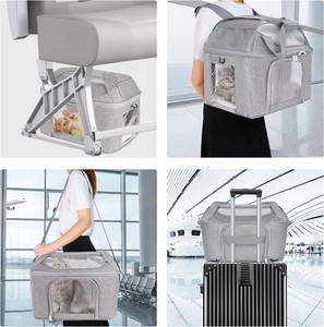 Portable Mesh Pet Carrier Foldable <b>Cat</b> Travel <b>Bag</b> with Shoulder Strap Food Pouch Handheld Pet <b>Tote</b> - Product Image 2