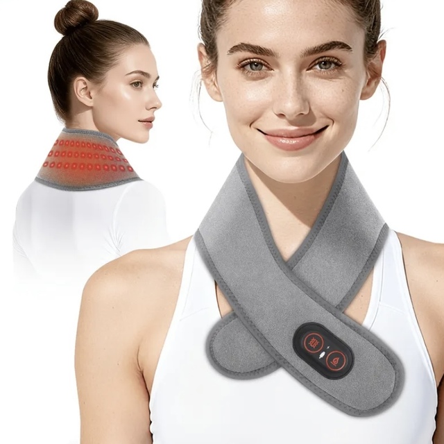 USB Heated Neck Heating Pad, Adjustable Neck Wrap Brace with 3 Heat Settings for Relieve Neck Muscle Tension