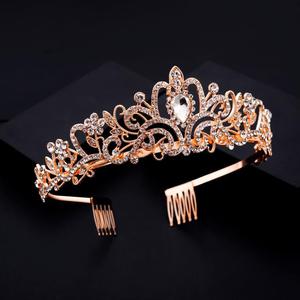 Couronne de Mariage en Gros en Cristal, Diadème Coloré en Strass pour Filles, Couronne Nuptiale avec Peigne, Couronnes d'Étiquette d'Anniversaire - Product Image 4