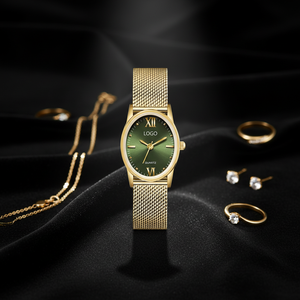 Orologio <span class=keywords><strong>da</strong></span> Polso <span class=keywords><strong>da</strong></span> <span class=keywords><strong>Donna</strong></span> con Bracciale Ellittico <span class=keywords><strong>di</strong></span> Lusso Leggero, Design <span class=keywords><strong>di</strong></span> Nicchia con Cerchio <span class=keywords><strong>di</strong></span> Diamanti in Oro Rosa, Stile Antico, Marchio Privato - Product Image 1