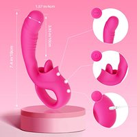 Dildo de Doble Cabeza de Alta Calidad con Acción de Lamido Realista y Funciones de Vibración para Estimulación Dual