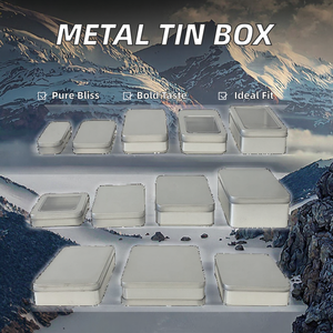 Hình Chữ Nhật Nhỏ Có Thể Tái Chế Kim Loại Hộp Thiếc Với Bản Lề Nắp Cho Snack Bánh Sô Cô La Kẹo Bạc Hà Trả Tiền Thẻ Poker Bao Cao Su Lưu Trữ - Product Image 2