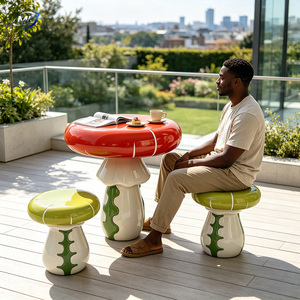 Fiberglass Mushroom Table and <b>Stool</b> Set Outdoor <b>Garden</b> Patio Resort Theme Park Furniture - Product Image 5