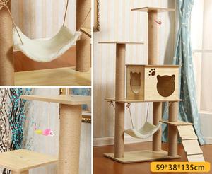 Wholesale Wooden Pet Scratcher House Tower Condo <strong>Cat</strong> <strong>Tree</strong> House <strong>Wood</strong> <strong>Cat</strong> <strong>Trees</strong> and Scratching Post - Product Image 3