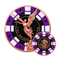 Pièce de monnaie en cuivre de 1 oz, Aigle mexicain, commémorative, de collection, colorée, ronde, type jeton de poker, pièce massive