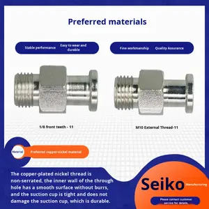 Support métallique pneumatique en cuivre plaqué, filetage M10x1 1/8, résistant à la corrosion, tête large, raccord droit, base robotique - Product Image 3