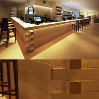 Comptoir de bar miniature en bois massif Corians fait main, installation gratuite, design moderne avec éclairage LED pour hôtel, club, centre commercial, usage commercial
